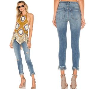 Free People - Skinny Fit Jeans Frayed Hem